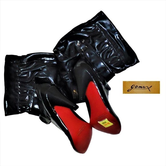 NWT Gomax Shiny Red Bottom Heeled Boots Sz 6.5 - Picture 1 of 6